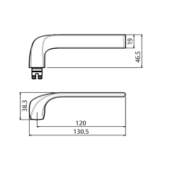 5801 ROUND END PLATE WITH CYLINDER HOLE & 122 RH LEVER SATIN CHROME