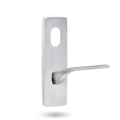 EXT SQ END PLATE - CYLINDER AND LEVER 122 LH SATIN CHROME