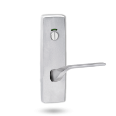EXT SQ END PLATE - PRIVACY INDICATING EMERGENCY TURN WITH LEVER 122 LH SATIN CHROME