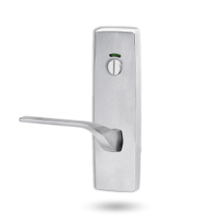 EXT SQ END PLATE - PRIVACY INDICATING EMERGENCY TURN WITH LEVER 122 RH SATIN CHROME