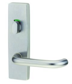 EXT SQ END PLATE - PRIVACY INDICATING OVAL TURN WITH LEVER 70 SATIN CHROME