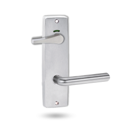INT SQ END PLATE - PRIVACY INDICATING ACCESSIBILE TURN AND LEVER 104 SATIN CHROME