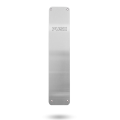 INT RADIUS CNR PUSH/PULL PLATE - PLAIN PLATE ENGRAVED PUSH STAINLESS STEEL