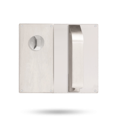 DETENTION PLATE VISIBLE FIX - STD TURN WITH PULL HANDLE LH STAINLESS STEEL
