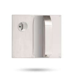 DETENTION PLATE VISIBLE FIX - PRIV IND TURN WITH PULL HANDLE LH STAINLESS STEEL