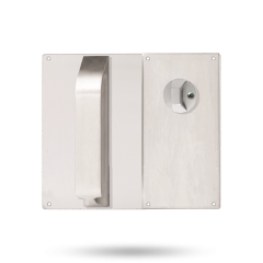 DETENTION PLATE VISIBLE FIX - PRIV IND TURN WITH PULL HANDLE RH STAINLESS STEEL