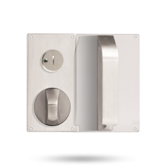 DETENTION PLATE VISIBLE FIX - PRIV IND EMERG TURN WITH PULL HANDLE AND KNOB 21 LH STAINLESS STEEL