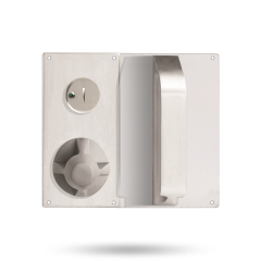 DETENTION PLATE VISIBLE FIX - PRIV IND EMERG TURN WITH PULL HANDLE AND KNOB 22 LH STAINLESS STEEL
