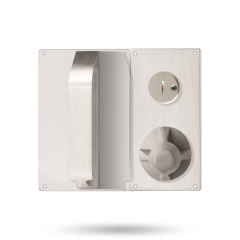 DETENTION PLATE VISIBLE FIX - PRIV IND EMERG TURN WITH PULL HANDLE AND KNOB 22 RH STAINLESS STEEL