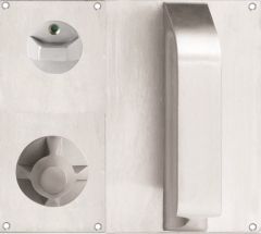 DETENTION PLATE VISIBLE FIX - PRIV IND TURN WITH PULL HANDLE AND KNOB 22 LH STAINLESS STEEL