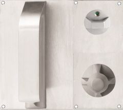 DETENTION PLATE VISIBLE FIX - PRIV IND TURN WITH PULL HANDLE AND KNOB 22 RH STAINLESS STEEL