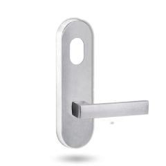 2801 ROUND END PLATE WITH CYLINDER HOLE & 101 LEVER SATIN CHROME
