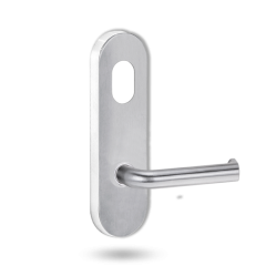 2801 ROUND END PLATE WITH CYLINDER HOLE & 102 LEVER SATIN CHROME
