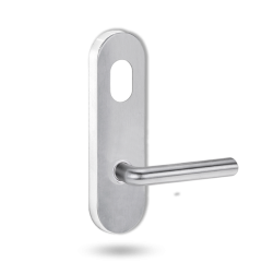 2801 ROUND END PLATE WITH CYLINDER HOLE & 104 LEVER SATIN CHROME