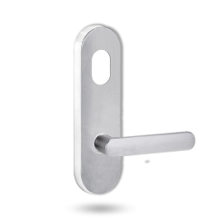 2801 ROUND END PLATE WITH CYLINDER HOLE & 106 LEVER SATIN CHROME