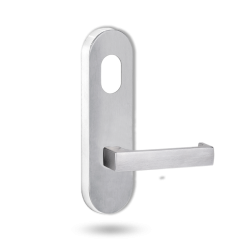 2801 ROUND END PLATE WITH CYLINDER HOLE & 112 LEVER SATIN CHROME