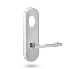 2801 ROUND END PLATE WITH CYLINDER HOLE & 118 LEVER SATIN CHROME