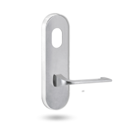 2801 ROUND END PLATE WITH CYLINDER HOLE & 124 LEVER SATIN CHROME