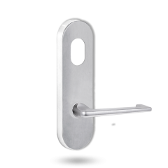 2801 ROUND END PLATE WITH CYLINDER HOLE & 132 LEVER SATIN CHROME