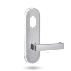 2801 ROUND END PLATE WITH CYLINDER HOLE & 142 LEVER SATIN CHROME