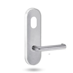 2801 ROUND END PLATE WITH CYLINDER HOLE & 144 LEVER SATIN CHROME