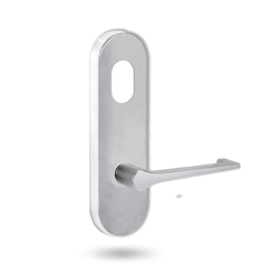 2801 ROUND END PLATE WITH CYLINDER HOLE & 145 LEVER SATIN CHROME
