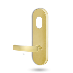 2801 ROUND END PLATE WITH CYLINDER HOLE & 47 LEVER RH UNLAQUARED POLISHED BRASS