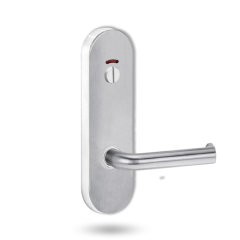 2814 ROUND END PLATE WITH PRIV INDICATOR EMERGENCY TURN & 102 LEVER SATIN CHROME