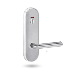 2814 ROUND END PLATE WITH PRIV INDICATOR EMERGENCY TURN & 104 LEVER SATIN CHROME