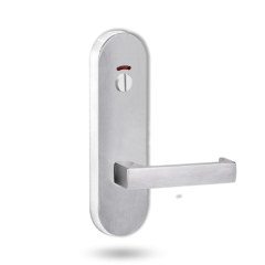 2814 ROUND END PLATE WITH PRIV INDICATOR EMERGENCY TURN & 112 LEVER SATIN CHROME