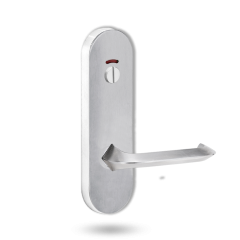 2814 ROUND END PLATE WITH PRIV INDICATOR EMERGENCY TURN & 116 LEVER SATIN CHROME