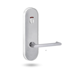 2814 ROUND END PLATE WITH PRIV INDICATOR EMERGENCY TURN & 118 LEVER SATIN CHROME