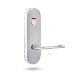 2814 ROUND END PLATE WITH PRIV INDICATOR EMERGENCY TURN & 132 LEVER SATIN CHROME