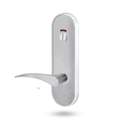 2814 ROUND END PLATE WITH PRIV INDICATOR EMERGENCY TURN & 153 RH LEVER SATIN CHROME