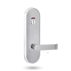 2814 ROUND END PLATE WITH PRIV INDICATOR EMERGENCY TURN & 59 LEVER SATIN CHROME