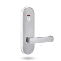 2814 ROUND END PLATE WITH PRIV INDICATOR EMERGENCY TURN & 76 LEVER SATIN CHROME