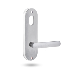 2901 ROUND END PLATE WITH CYLINDER HOLE & 106 LEVER SATIN CHROME