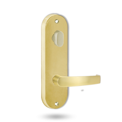 2904 ROUND END PLATE WITH TURN & 47 LEVER LH UNLAQUARED POLISHED BRASS