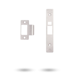 FINISH CONVERSION KIT -STRIKE AND SQUARE END FACE PLATE WITH SCREW BRIGHT CHROME