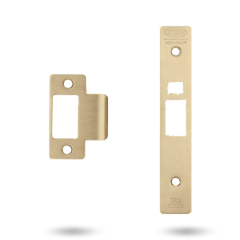 FINISH CONVERSION KIT -STRIKE AND SQUARE END FACE PLATE WITH SCREW POLISHED BRASS