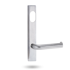 EXT SQ END PLATE - CYLINDER AND LEVER 102 SATIN CHROME