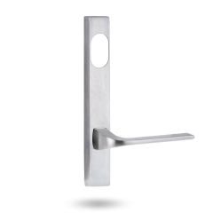 EXT SQ END PLATE - CYLINDER AND LEVER 123 SATIN CHROME