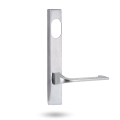 EXT SQ END PLATE - CYLINDER AND LEVER 124 SATIN CHROME