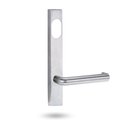 EXT SQ END PLATE - CYLINDER AND LEVER 144 SATIN CHROME