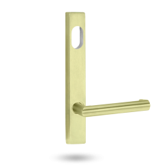 EXT SQ END PLATE - CYLINDER AND LEVER 155 SATIN BRASS