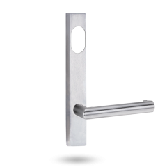 EXT SQ END PLATE - CYLINDER AND LEVER 155 SATIN CHROME