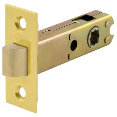60MM PASSAGE LATCH SQUARE END FACE PLATE & T STRIKE-POLISHED BRASS POLISHED BRASS