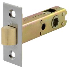 60MM PASSAGE LATCH SQUARE END FACE PLATE & T STRIKE-BRUSHED SC BRUSHED SATIN CHROME