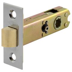 5200 SERIES 60MM PRIVACY LATCH SQUARE END FACE PLATE AND D STRIKE SATIN CHROME