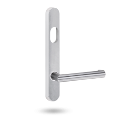 EXT RND END PLATE - CYLINDER AND LEVER 155 SATIN CHROME